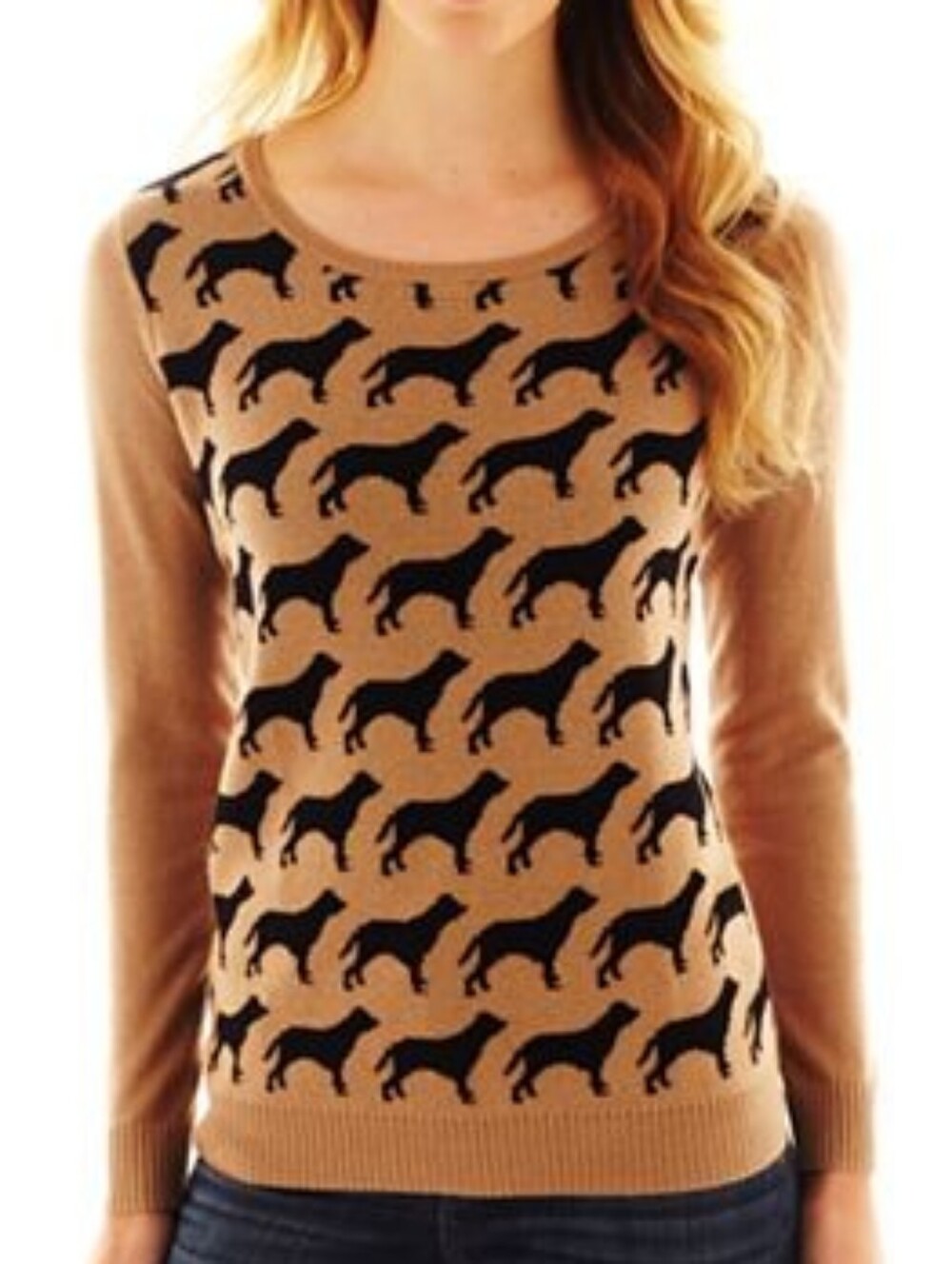 Vintage Liz Claiborne Dachshund / Dog Print Crewneck Sweater M